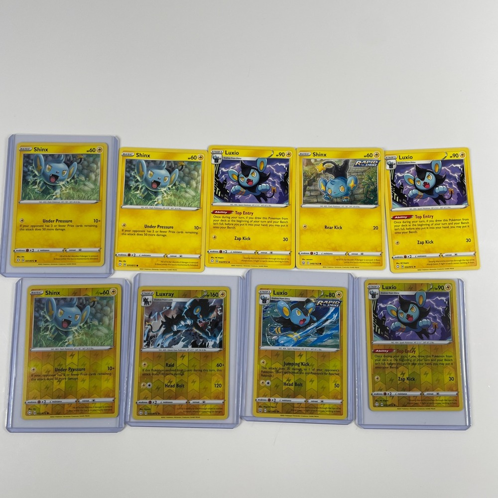Pokemon Card Lot Shinx Luxio Luxray Reverse Holo Shining Fates Battle Styles 9ct
